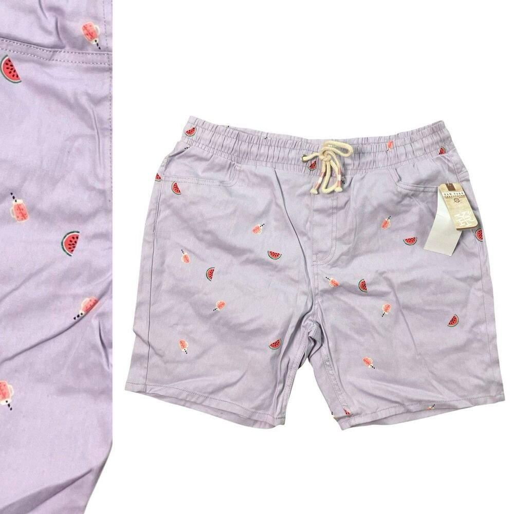 Raw Yarn Industries Shorts‎ Mens L Purple Flat Front Watermelon Novelty Vacation